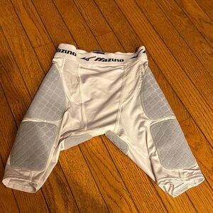 Mizuno White and Gray Padded Athletic Shorts
